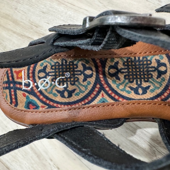 b.o.c. Alisha Sandals black vegan leather strappy heels chunky block womens BORN - Picture 6 of 12